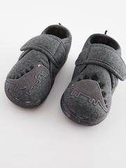 Grey Dino Touch Fastening Cupsole Print Slippers - Image 4 of 5