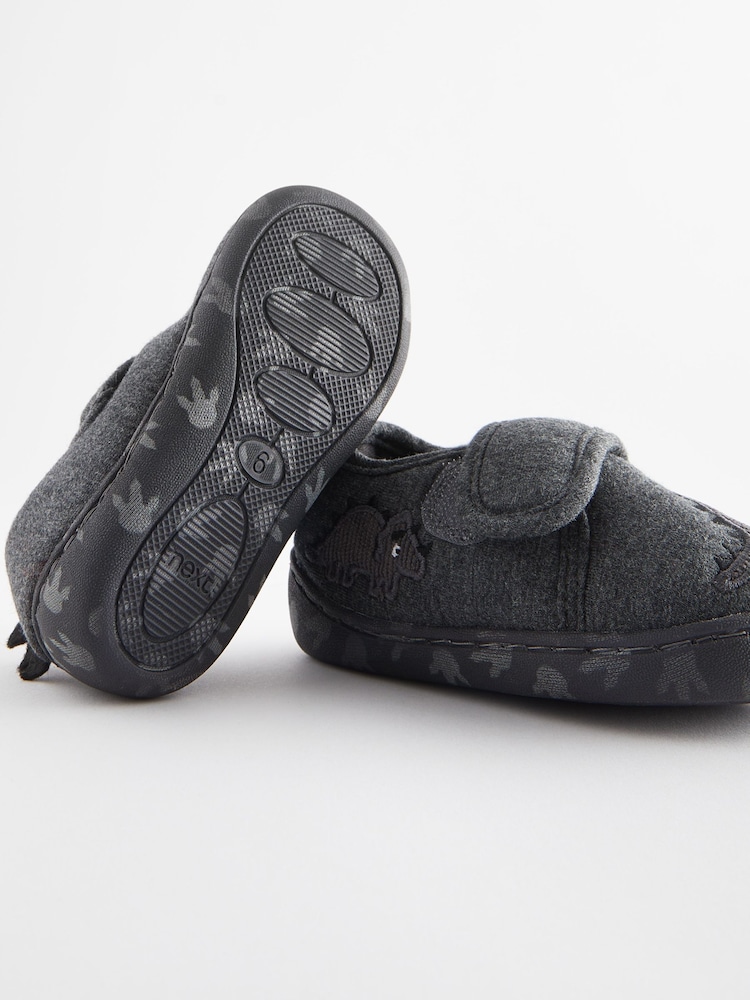 Grey Dino Touch Fastening Cupsole Print Slippers - Image 5 of 5
