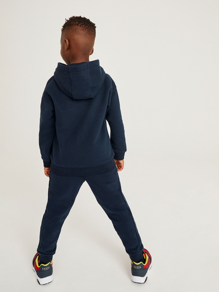 marine - Baker by Ted Baker Overhead 100% Cotton Hoodie - Image 3 of 8
