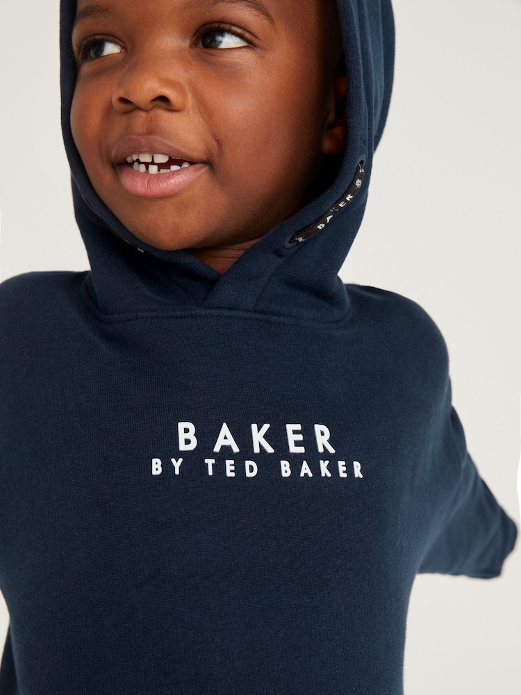 marine - Baker by Ted Baker Overhead 100% Cotton Hoodie - Image 4 of 8