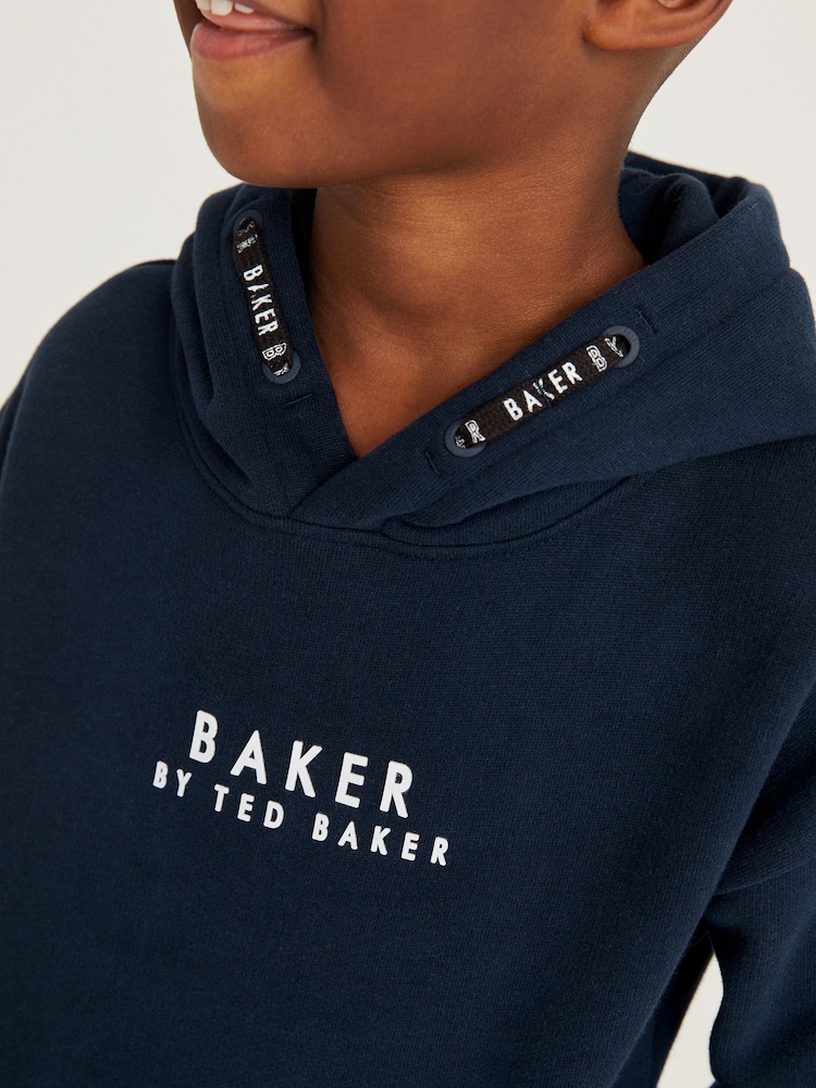 marine - Baker by Ted Baker Overhead 100% Cotton Hoodie - Image 5 of 8