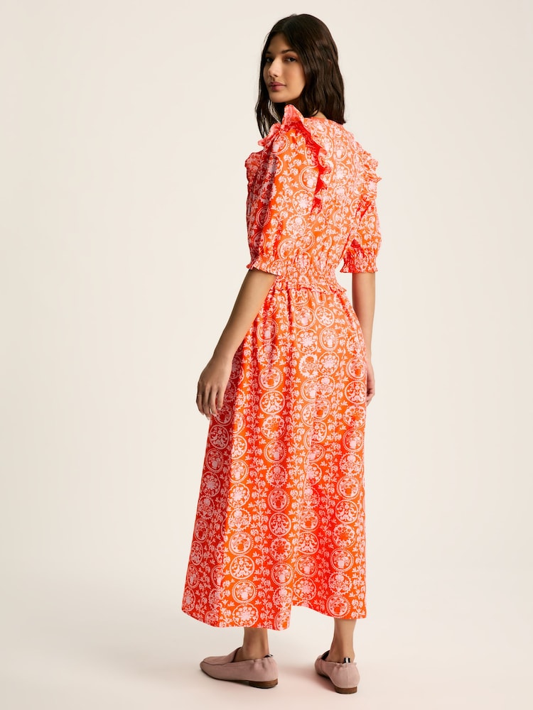 Joules Rosalie Pink V-Neck Frill Dress - Image 2 of 6