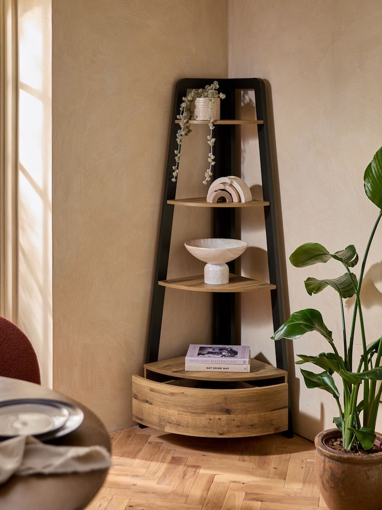 Dark Bronx Oak Effect Corner Ladder Shelf - Image 2 of 8