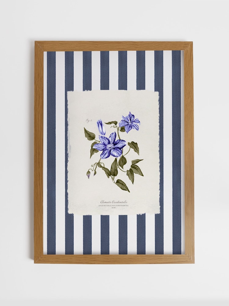 Joules Blue Clematis Climber Wood Framed Print Wall 53 x 73cm Art - Image 2 of 4