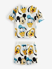 White Short Sleeve Mickey Donald T-Shirt & Shorts Set (3mths-8yrs) - Image 2 of 3