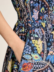 Joules Rosalie Blue V-Neck Frill Dress - Image 6 of 7