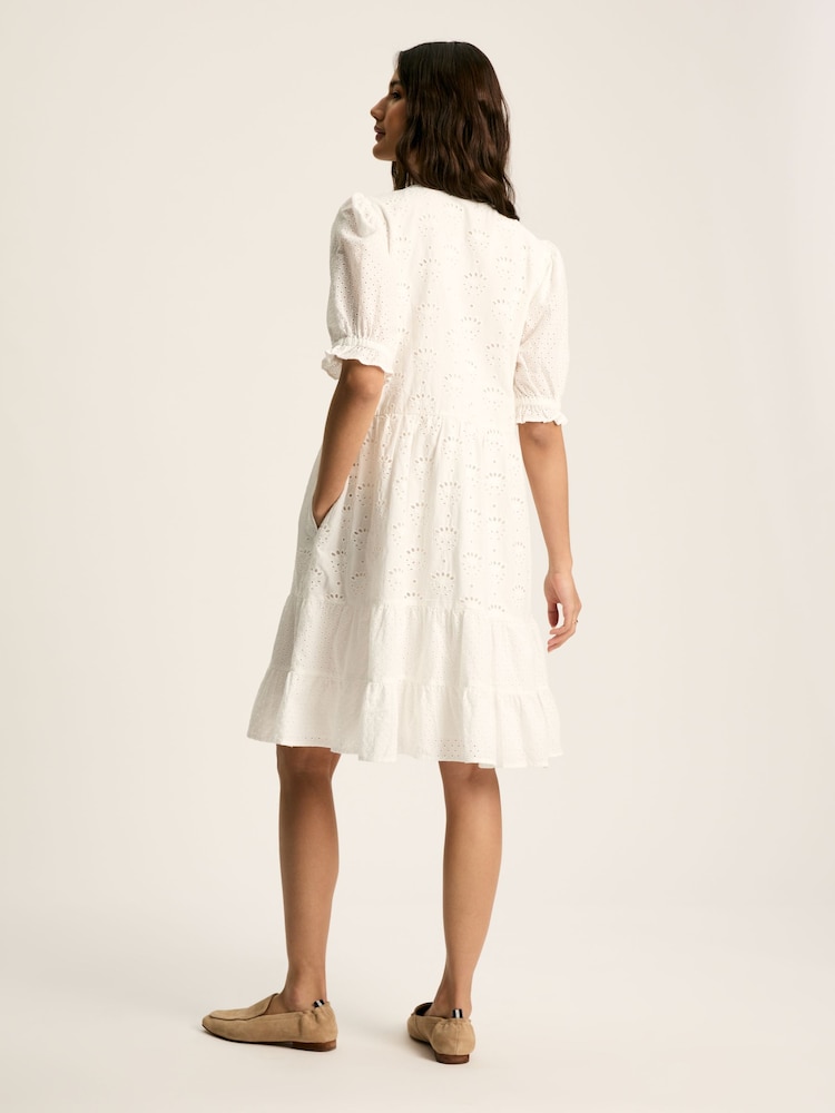 Joules Isabel White Cotton Broderie Dress - Image 2 of 5