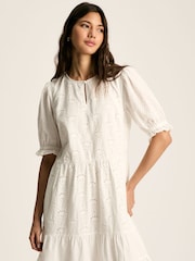 Joules Isabel White Cotton Broderie Dress - Image 3 of 5