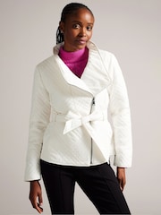 Ted Baker Cream Rosemia Padded Short Wrap Coat - Image 1 of 7