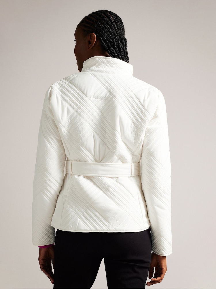 Ted Baker Cream Rosemia Padded Short Wrap Coat - Image 2 of 7