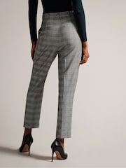 Ted Baker Grey Jommial Pleat Front Tapered Leg Check Trousers - Image 3 of 5
