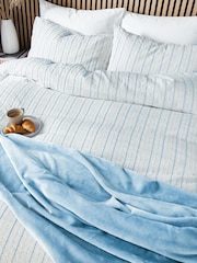 Helena Springfield Blue Waffle Stripe Cotton Rich Cover Set - Image 3 of 6