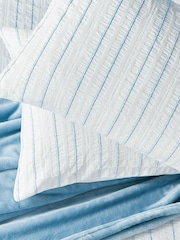 Helena Springfield Blue Waffle Stripe Cotton Rich Cover Set - Image 4 of 6
