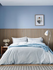 Helena Springfield Blue Twill Stripe Cotton Rich Cover Set - Image 1 of 6