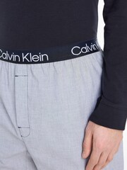 Calvin Klein Blue Modern Structure Long Sleeve Sleep Set - Image 3 of 4