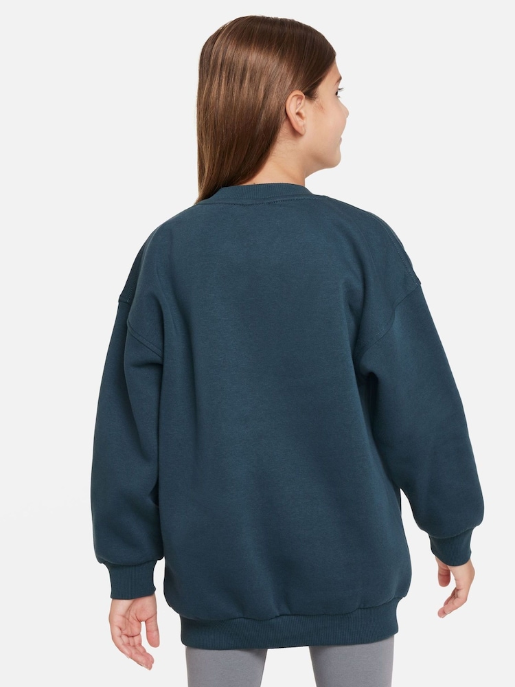 Nike Green Oversized Shine Fleece Sweatshirt - Image 2 of 4 Nike Green Oversized Shine Fleece Sweatshirt - Image 2 of 4