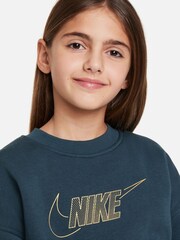Nike Green Oversized Shine Fleece Sweatshirt - Image 3 of 4