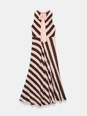 Mint Velvet Brown Striped Halter Maxi Dress - Image 8 of 8
