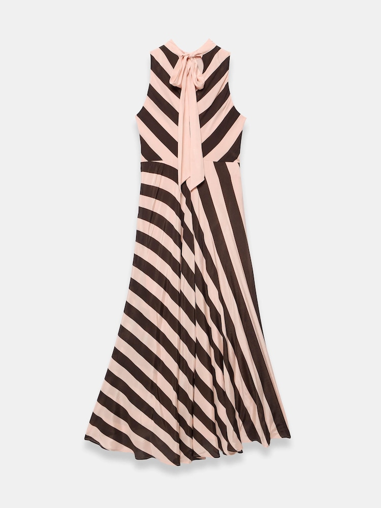 Mint Velvet Brown Striped Halter Maxi Dress - Image 8 of 8