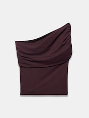 Brązowy - Mint Velvet One Shoulder Draped Top - Obraz 7 z 8