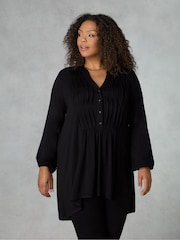 Live Unlimited Black Pintuck Yoke Jersey Tunic - Image 1 of 4