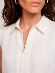 白色 - Mint Velvet Linen Sleeveless Shirt - 圖片 3/6