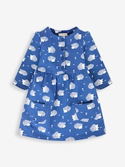 JoJo Maman Bébé Denim Blue Hedgehog Button Front Dress - Image 2 of 4