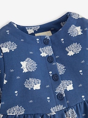JoJo Maman Bébé Denim Blue Hedgehog Button Front Dress - Image 4 of 4