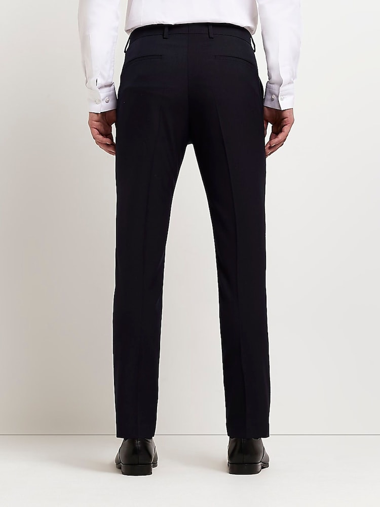 River Island Dark Blue Skinny Twill Suit Trousers - Image 2 of 4 River Island Dark Blue Skinny Twill Suit Trousers - Image 2 of 4