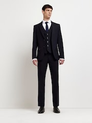 River Island Dark Blue Skinny Twill Suit Trousers - Image 3 of 4