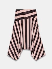 Mint Velvet Brown Satin Striped Midi Skirt - Image 6 of 6