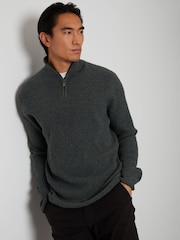 Threadbare Grey Lightweight 1/4 Zip Knitted Jumper - Image 1 of 4