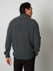 Threadbare Grey Lightweight 1/4 Zip Knitted Jumper - Image 2 of 4