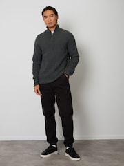 Threadbare Grey Lightweight 1/4 Zip Knitted Jumper - Image 3 of 4