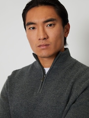 Threadbare Grey Lightweight 1/4 Zip Knitted Jumper - Image 4 of 4