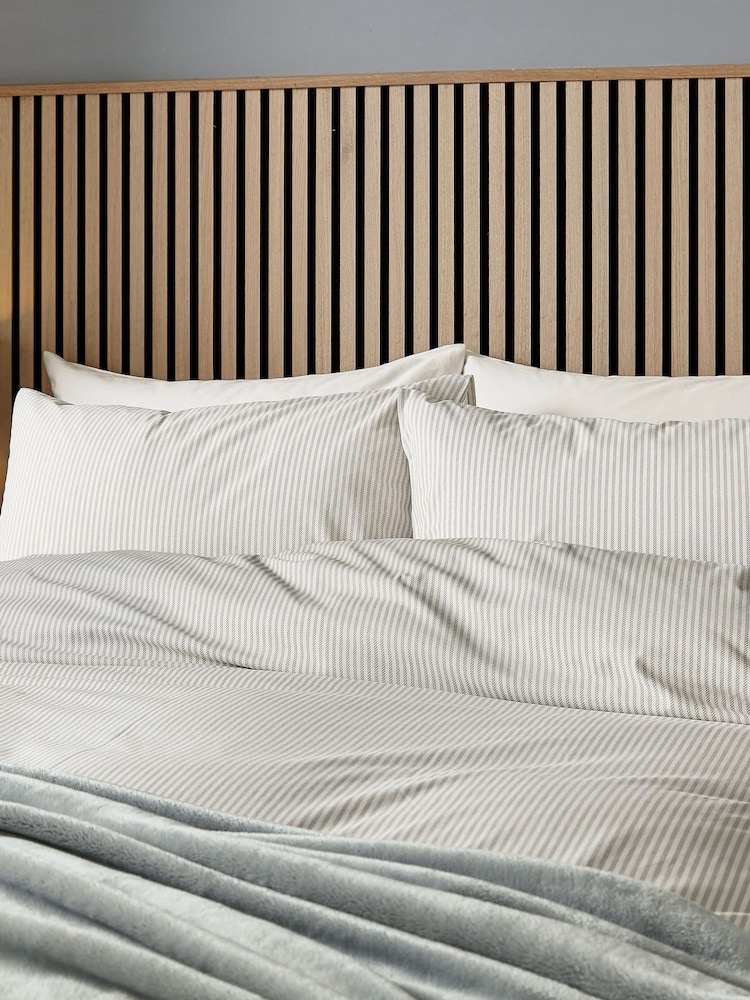 Helena Springfield Grey Twill Stripe Cotton Rich Cover Set - Image 2 of 6 Helena Springfield Grey Twill Stripe Cotton Rich Cover Set - Image 2 of 6