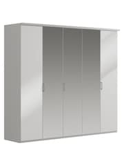 Wiemann Peyton Grey Mirror Semi Fitted 5 Door Wardrobe - Image 3 of 4