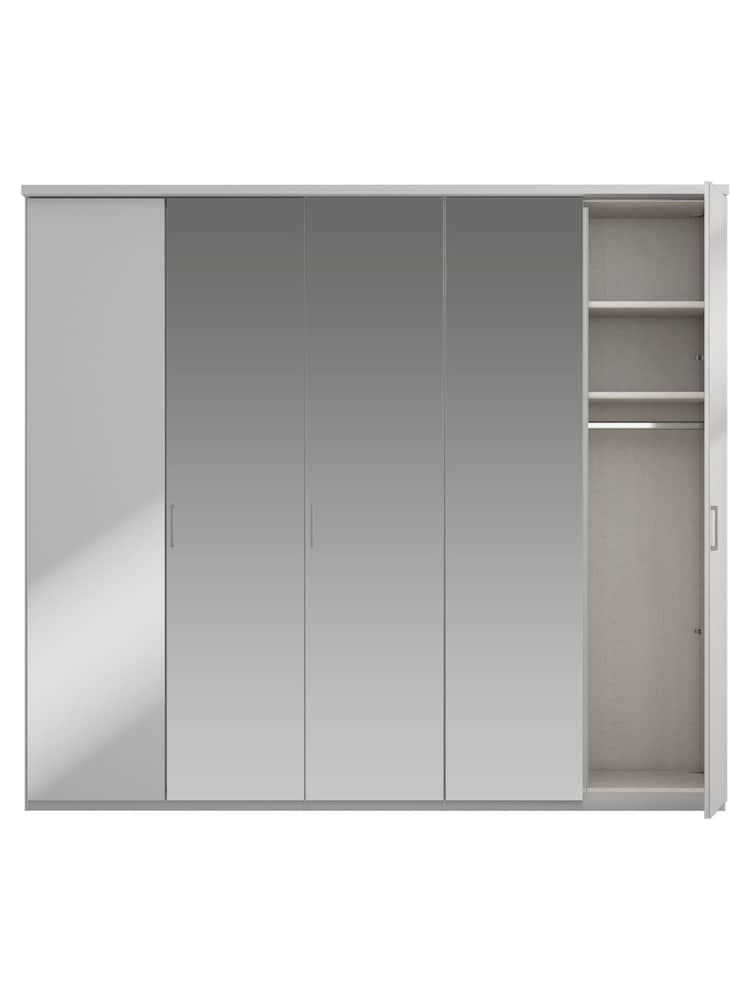 Wiemann Peyton Grey Mirror Semi Fitted 5 Door Wardrobe - Image 4 of 4