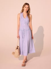 Mint Velvet Purple Linen Maxi Dress - Image 1 of 8