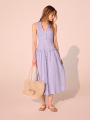 Mint Velvet Purple Linen Maxi Dress - Image 2 of 8