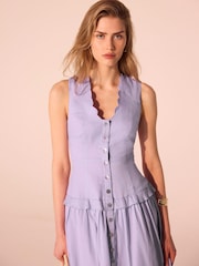 Mint Velvet Purple Linen Maxi Dress - Image 3 of 8