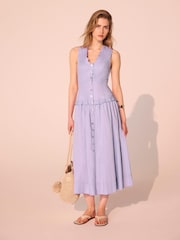 Mint Velvet Purple Linen Maxi Dress - Image 6 of 8