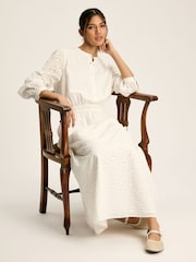Joules Cassie White Broderie Maxi Dress - Image 3 of 7