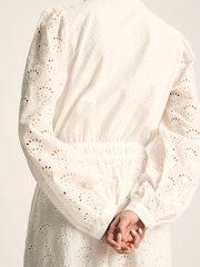 Joules Cassie White Broderie Maxi Dress - Image 4 of 7