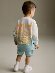 Svetlo modra barvana - Backprint 100% Cotton zgornji del trenirke; majica za treniranje in kratke hlače (3mths-7yrs) - Slika 1 iz 7