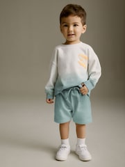 Svetlo modra barvana - Backprint 100% Cotton zgornji del trenirke; majica za treniranje in kratke hlače (3mths-7yrs) - Slika 2 iz 7
