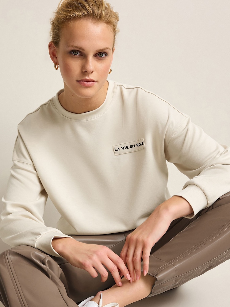 Ecru White La Vie En Rose Slinky Soft Touch Sweatshirt - Image 1 of 7