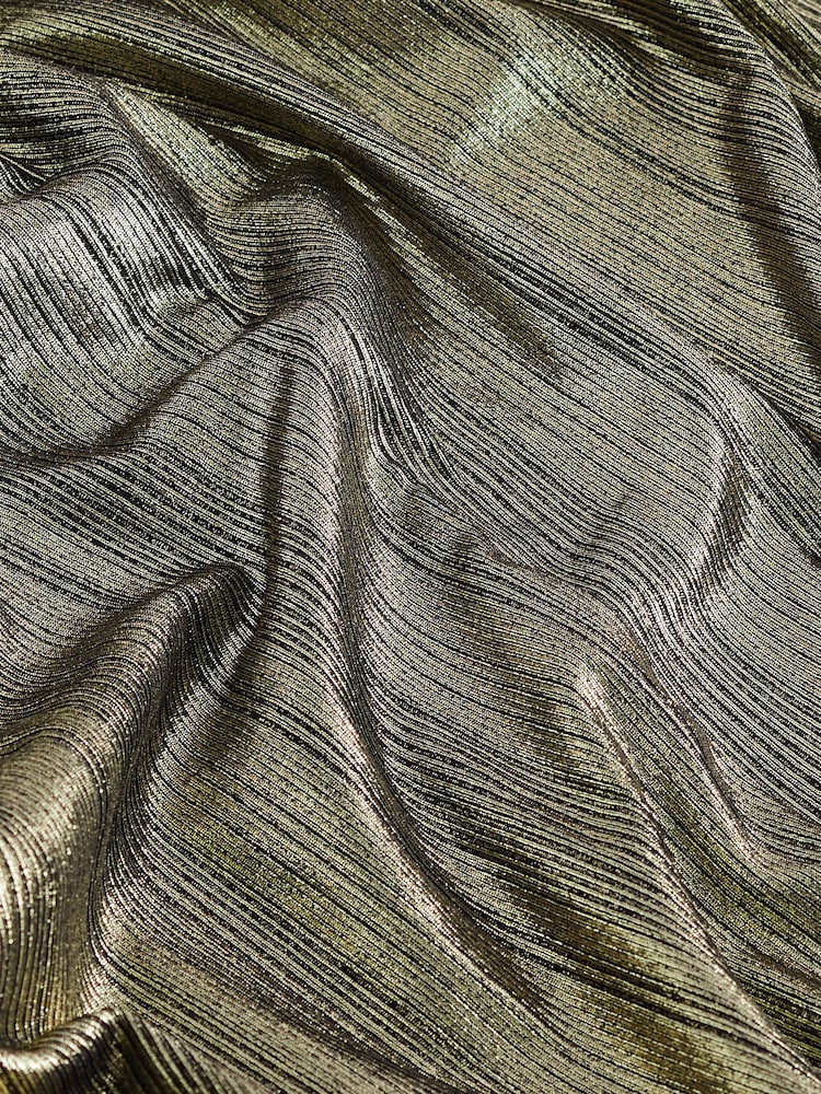 Gold Metallic Lamé V-Neck Cuff Blouse - Image 6 of 6