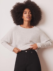 Mint Velvet Grey Lace Detail Jumper - Image 1 of 8
