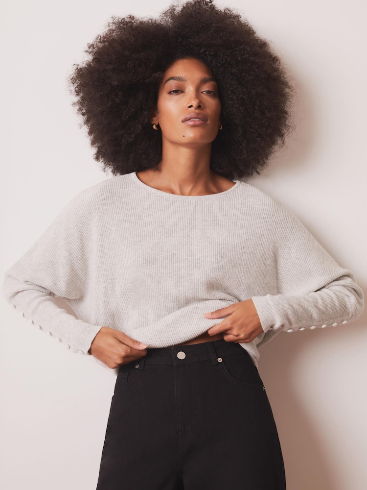 Mint Velvet Grey Lace Detail Jumper - Image 1 of 8 Mint Velvet Grey Lace Detail Jumper - Image 1 of 8